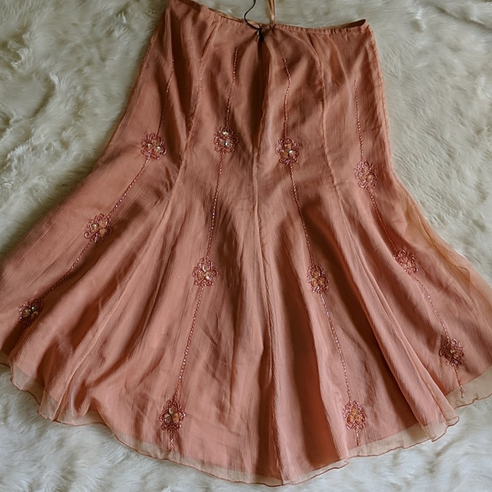 Soft orange viscous skirt
